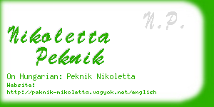 nikoletta peknik business card